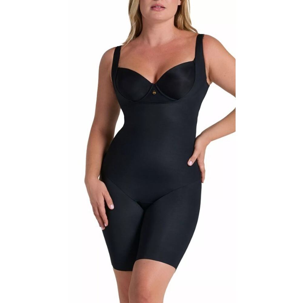 Leonisa L Undetectable Body Shaper Mid Thigh Black Open Bust 018483 Black $85